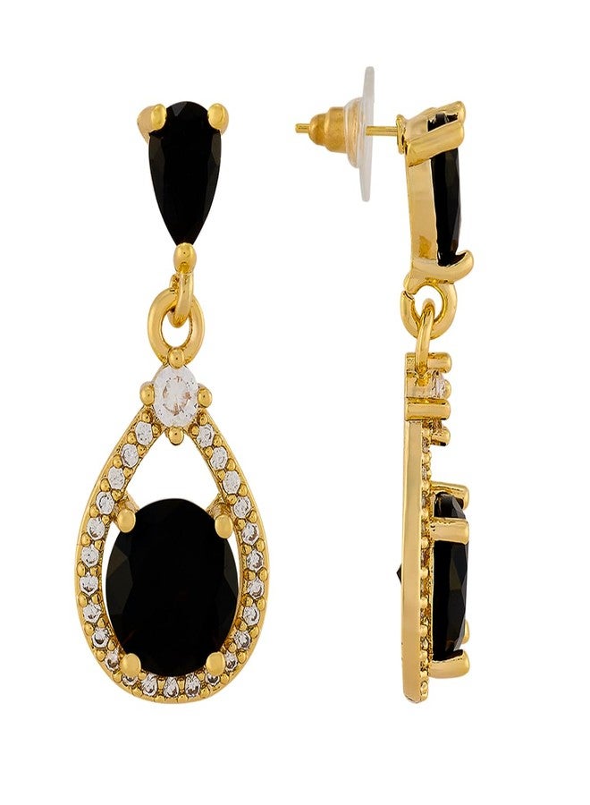 Kushal's Fashion Jewellery Black Gold Polished Copper Trendy Zircon Earrings, Best for Casual Wear & Special Occasion - 456251 - Image 4