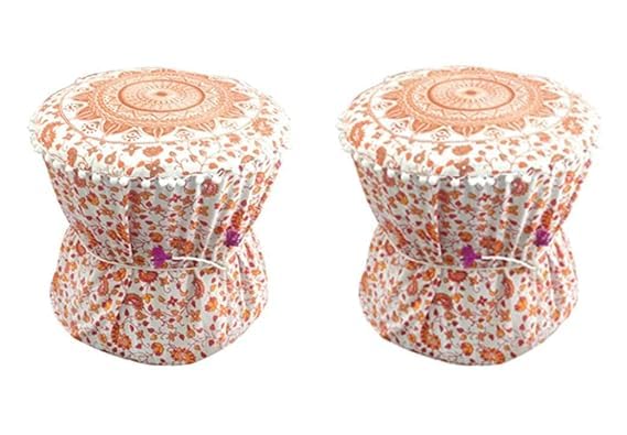 Shopsidex مجموعة شوبسيدكس من قطعتين غطاء قدم من الخيزران مودا أوتومان بوف غطاء مقاس 17x18 بوصة مقاعد حب مجموعة من قطعتين برتقالي - Image 1