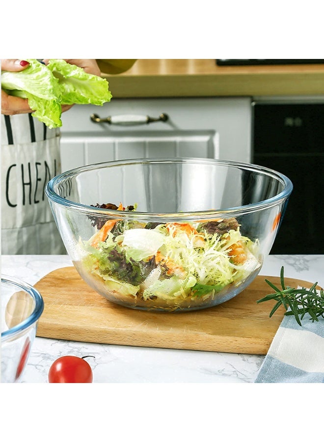 Glass Mixing Bowl Set of 3 for Kitchen, Baking, Prepping, Serving, Cooking 1.1QT, 2.5QT, 4.2QT Large Salad Bowl Set, High Brosilicate Bowl Set, Stackable, Non-toxic, Microwavable, Great Gift - Image 2
