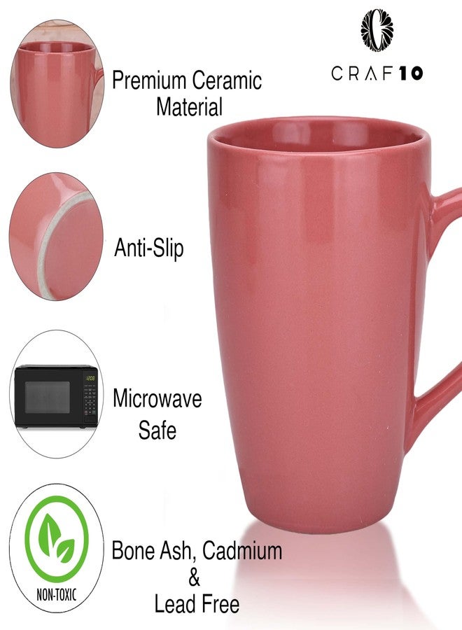 CRAF10 أكواب قهوة سيراميك صلبة فاخرة من CRAF10 - طقم من 6 قطع، آمنة للاستخدام في الميكروويف، لون خشب السكويا - سعة 340 مل - Image 2