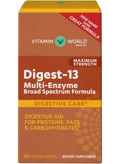 Digest13 Multienzyme Broad Spectrum Formula ; Maximum Strength ; Digestive Aid 120 Caplets