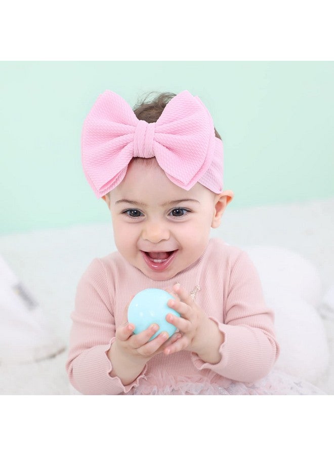 Cinaci 12 Pack Solid Candy Colors Stretchy Wide Nylon Headbands With Knot Big Hair Bow Elastic Headwraps Oversized Hair Bands Large Hair Bows Hair Accessories For Baby Girls Infants Toddlers Kids - Image 2