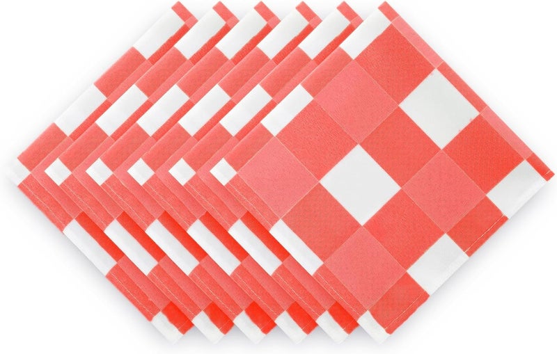 Cupuamon Buffalo Plaid Table Napkins Set of 12 Checkered Cloth Napkins 17x17 inch Washable Dinner Gingham Pattern Napkins Soft Napkins for Wedding Party Dining BanquetRed and White - Image 4