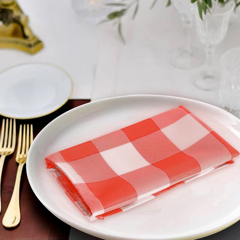 Cupuamon Buffalo Plaid Table Napkins Set of 12 Checkered Cloth Napkins 17x17 inch Washable Dinner Gingham Pattern Napkins Soft Napkins for Wedding Party Dining BanquetRed and White - Image 5
