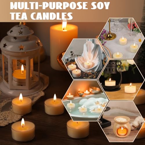 ginitiri Soy Tealight Candles 120 Pack, 6 Hours Long Burning Tealights Candles Bulk, Natural Soy Wax Tea Light Candle Paraffin-Free, Unscented Small Tea Candle for Emergency,Dinner - Image 5