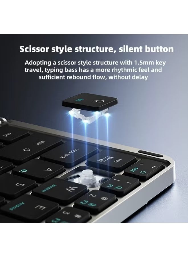 BlueFire Grey, 2-in-1 Foldable Bluetooth Keyboard - Touchpad and Magnetic Stand Case | Wireless Portable Rechargeable Keyboard for iPad, iPhone, Android Tablets, Windows PC & MacBook | Folding Keyboard for Travel, Office, Business, Study and Remote Work - Image 5