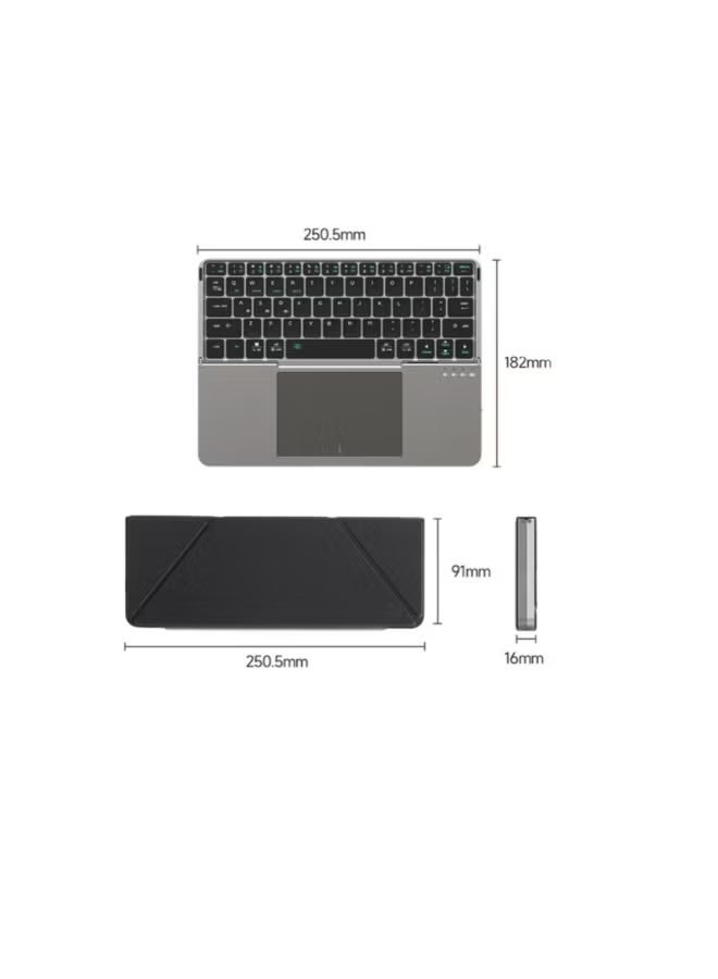 BlueFire Grey, 2-in-1 Foldable Bluetooth Keyboard - Touchpad and Magnetic Stand Case | Wireless Portable Rechargeable Keyboard for iPad, iPhone, Android Tablets, Windows PC & MacBook | Folding Keyboard for Travel, Office, Business, Study and Remote Work - Image 2