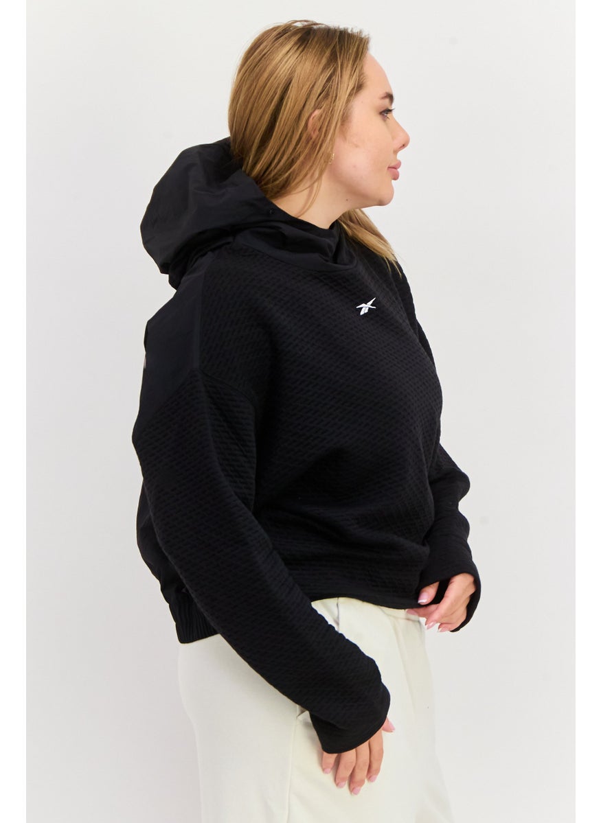 Reebok Women Sportswear Fit Long Sleeve Outdoor Hooded Sweatshirt, Black  - Image 3