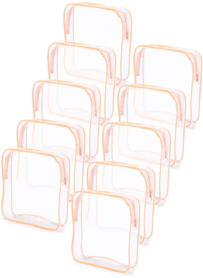 تي بيست ماكس مجموعة تي بيست ماكس من 10 حقائب مستحضرات تجميل شفافة، حقائب مكياج محمولة مقاومة للماء، حقائب سفر، منظم أدوات تجميل، كبيرة - لون وردي خوخي، كبيرة، عملية، تنظيمية - Image 1