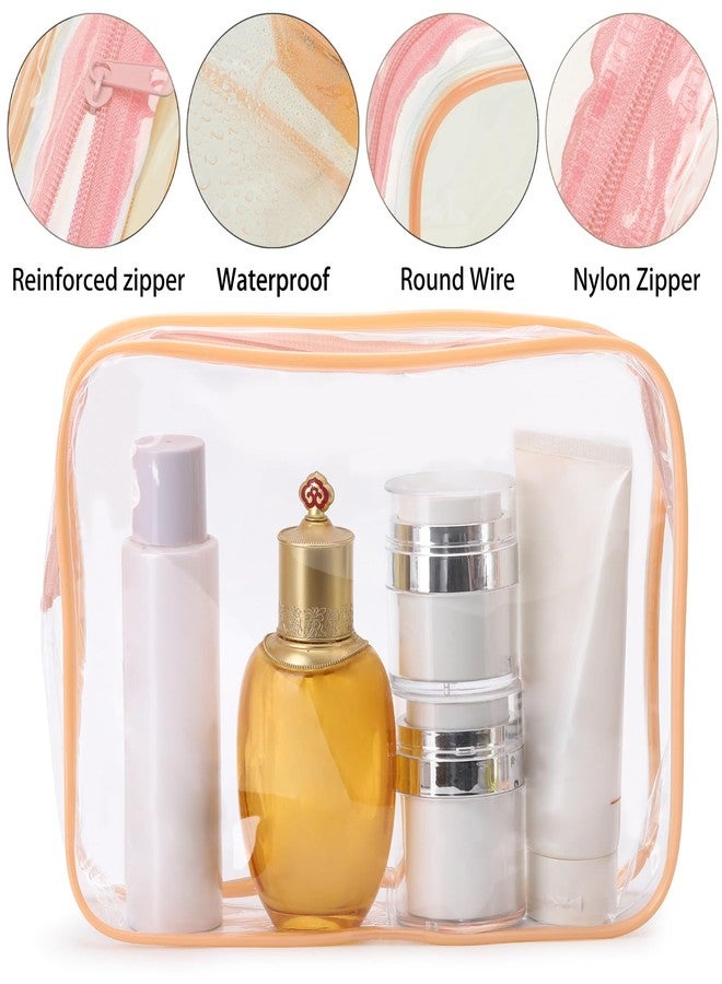 تي بيست ماكس مجموعة تي بيست ماكس من 10 حقائب مستحضرات تجميل شفافة، حقائب مكياج محمولة مقاومة للماء، حقائب سفر، منظم أدوات تجميل، كبيرة - لون وردي خوخي، كبيرة، عملية، تنظيمية - Image 3