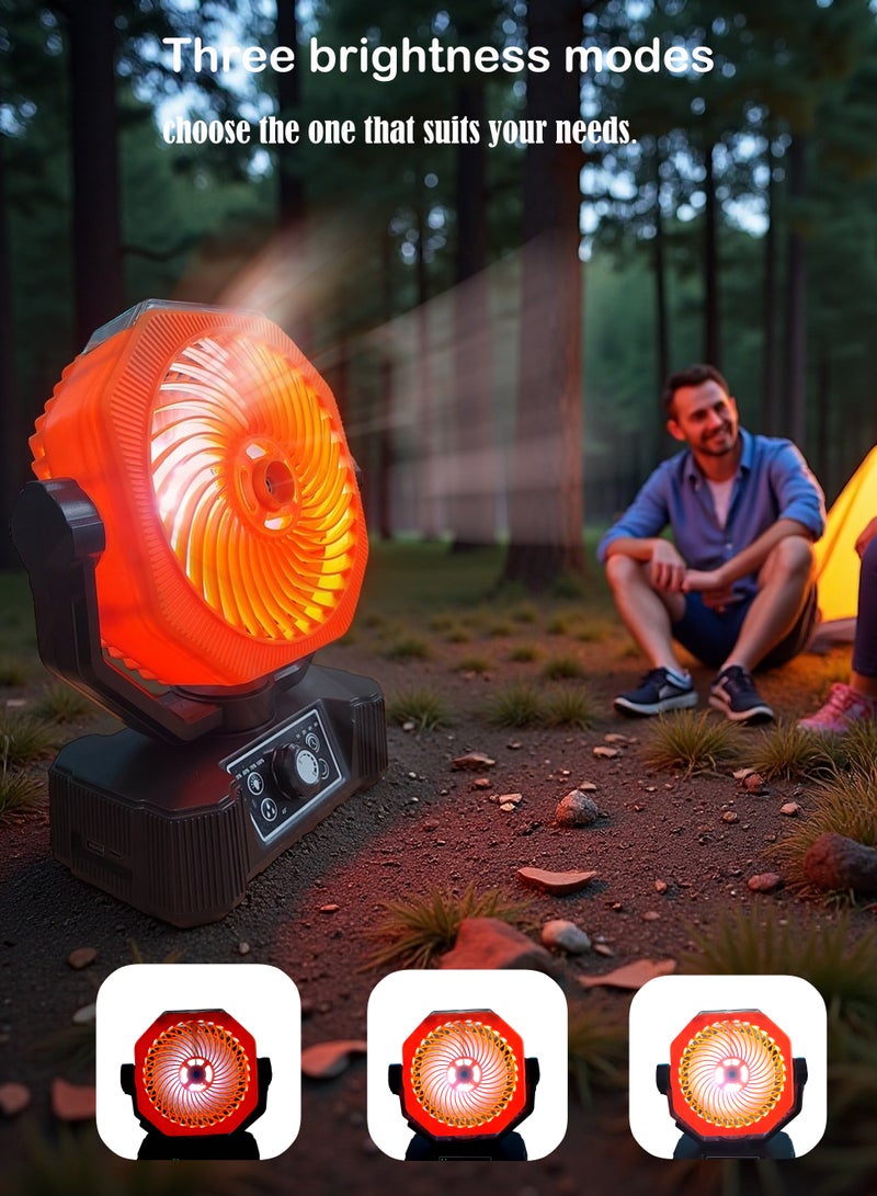 مروحة التخييم القابلة لإعادة الشحن: شحن الطاقة الشمسية، 360° هوك، بنك طاقة 6000 ملي أمبير - Image 4