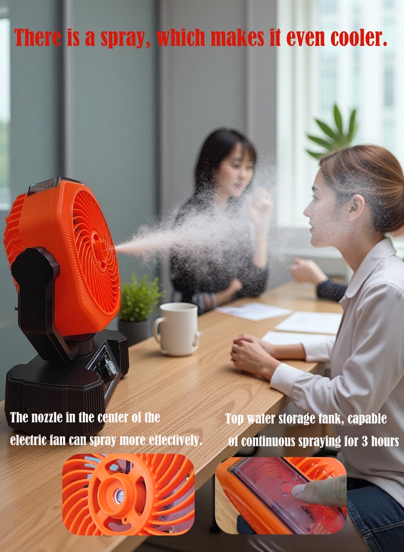 مروحة التخييم القابلة لإعادة الشحن: شحن الطاقة الشمسية، 360° هوك، بنك طاقة 6000 ملي أمبير - Image 5