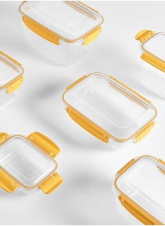 dunya Dunya plastic BPA free rectangular master container set air tighted lid can be used for food storage meal prep food storage set of 3pcs varies in the set 400,800,1400 ml yellow  - Image 3
