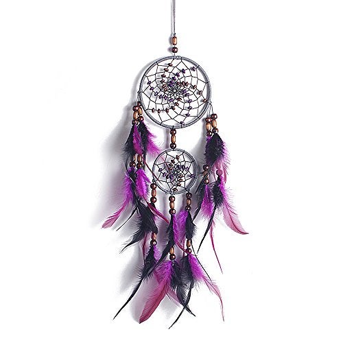Ornerx Purple Black Dream Catcher for Home Decor 21" Long - Image 5