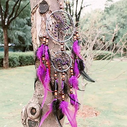 Ornerx Purple Black Dream Catcher for Home Decor 21" Long - Image 2