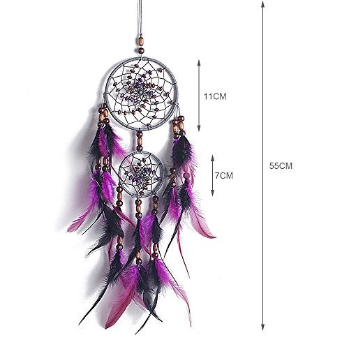 Ornerx Purple Black Dream Catcher for Home Decor 21" Long - Image 4