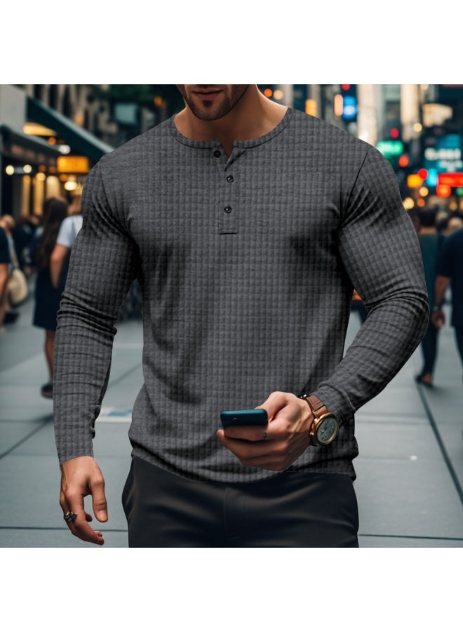 تي شيرت طويل الأكمام للرجال من مجموعة خريف شتاء، قميص رياضي مريح خفيف الوزن بنمط مربعات، ملابس عصرية للرجال - Image 1