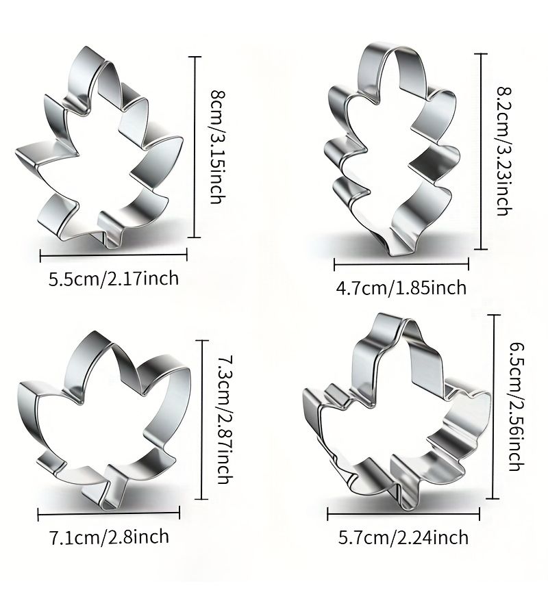 Autumn Thanksgiving 4pcs Cookie Cutter Set Maple Leaf Oak Leaf Molds - Image 3