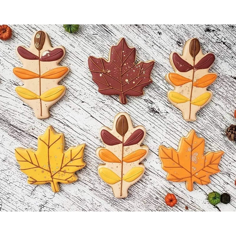Autumn Thanksgiving 4pcs Cookie Cutter Set Maple Leaf Oak Leaf Molds - Image 4