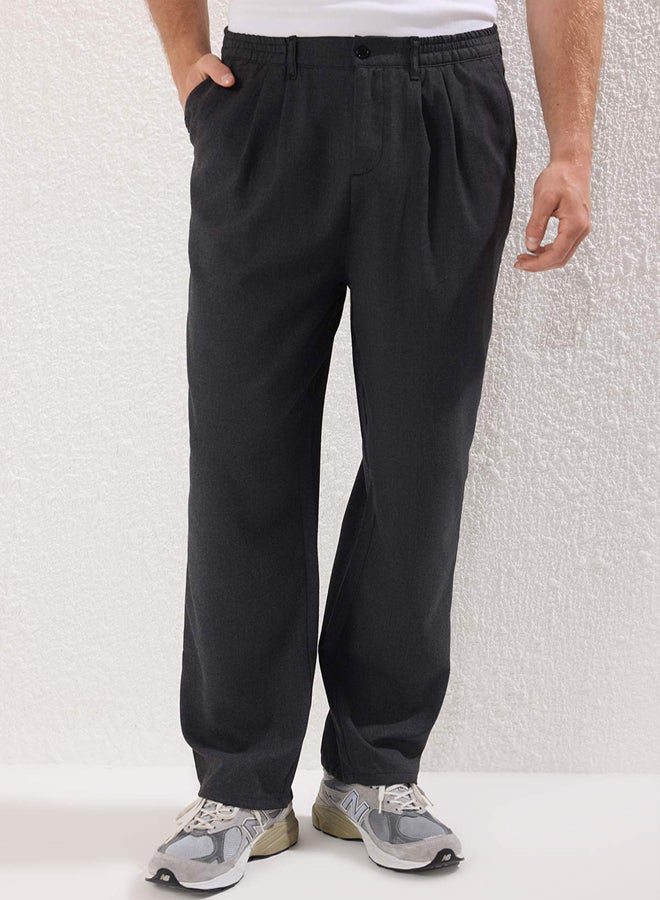 trendyol Anthracite Wide Leg Loose Fabric Baggy Trousers - Image 3