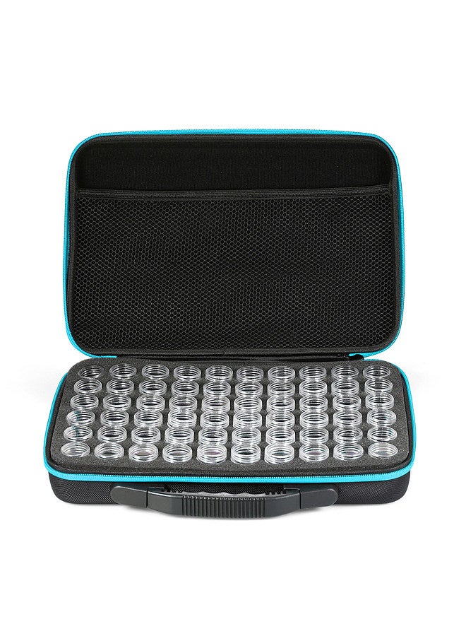 Aoresac 60-Bottles Diamond Painting Box Shockproof Drop-proof Double-Zipper Closure Embroidery Rhinestones Storage Container Case--Blue  - Image 3