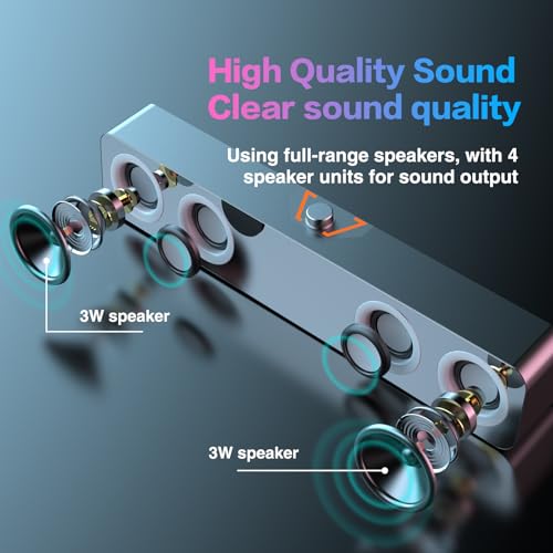 Elimavi Computer Speakers for Desktop PC, 2.0-Channel Speakers with Static LED Lighting and Volume Control, Featuring a 3.5mm Input and USB Powered Plug and Play, Compatible with Monitors, laptops - Image 2