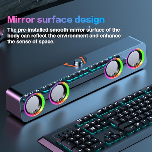 Elimavi Computer Speakers for Desktop PC, 2.0-Channel Speakers with Static LED Lighting and Volume Control, Featuring a 3.5mm Input and USB Powered Plug and Play, Compatible with Monitors, laptops - Image 3