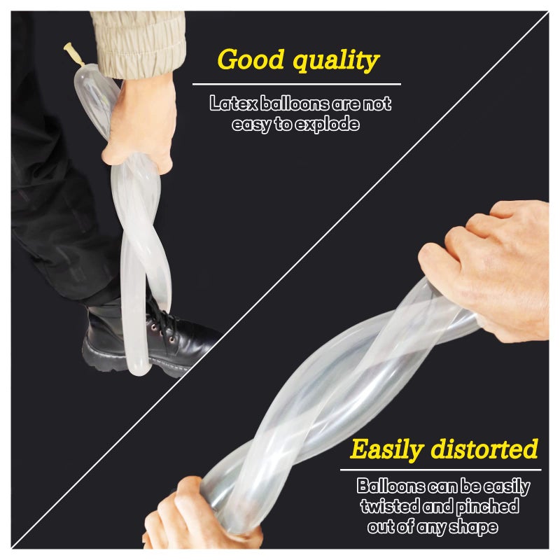 KAWKALSH 260 Clear Long Balloons for Animals, Thickening Skinny Latex Twisting for Arch Modeling Magic Clown Birthday Wedding Party Decorations 100pcs - Image 5
