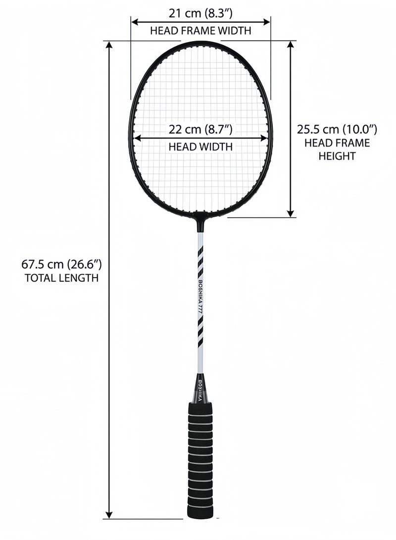 Boshika Badminton Racquets Set for 2 Players Professional Badminton Rackets with 3 Shuttlecocks and Carrying Bag One Piece Lightweight Racquet for Outdoor Training and Family Games Black - Image 2