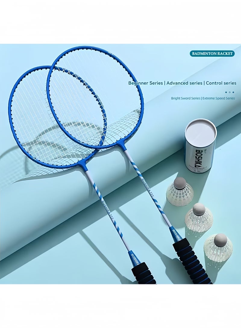 Boshika Badminton Racquets Set for 2 Players Professional Badminton Rackets with 3 Shuttlecocks and Carrying Bag One Piece Lightweight Racquet for Outdoor Training and Family Games Black - Image 5