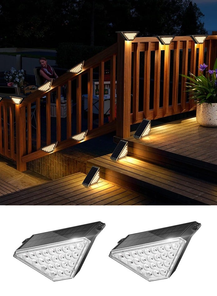 MODI Solar Stair Lights Outdoor, IP67 Waterproof Step Lights, Warm White Solar Powered, Triangle LED for Outdoor Steps, Front Door, Pathway, Patio, Yard, Garden, Porch, Auto On/Off, 2 Pack - Image 1