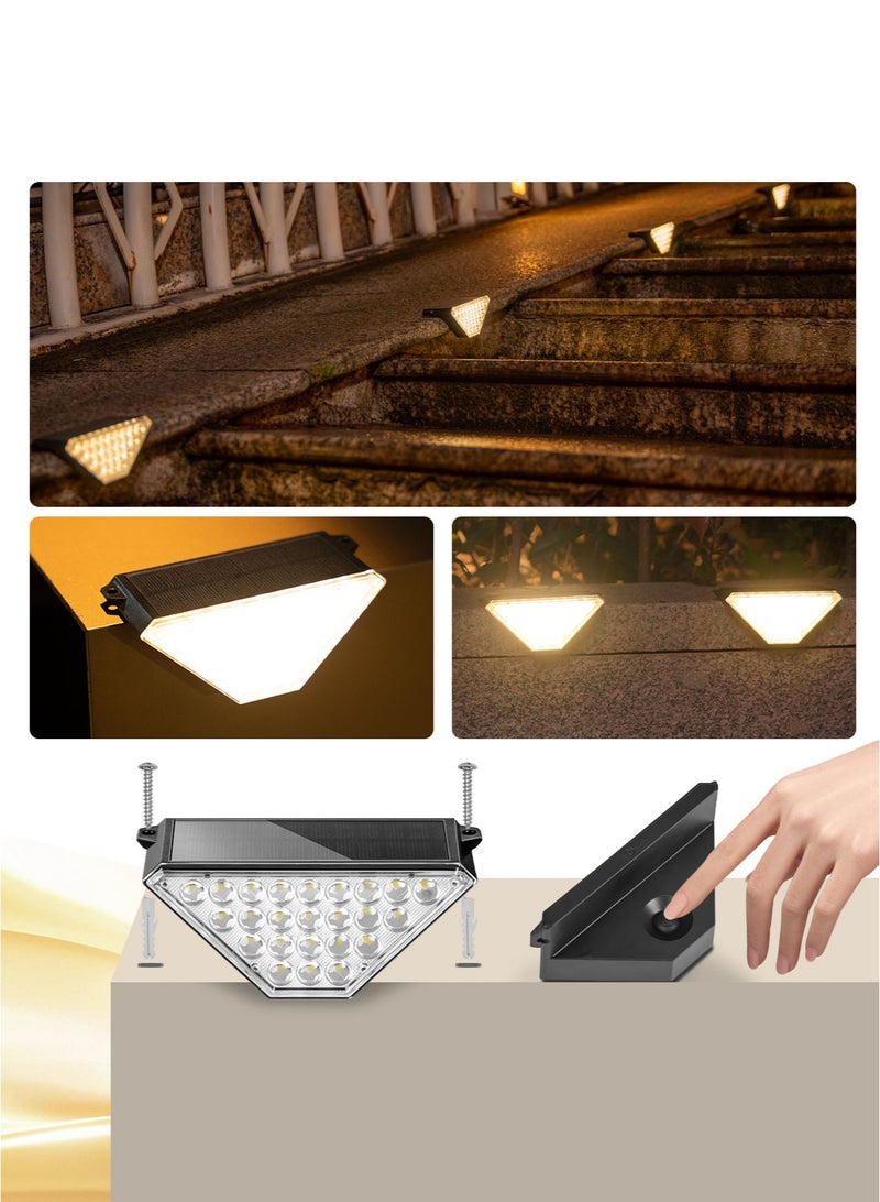 MODI Solar Stair Lights Outdoor, IP67 Waterproof Step Lights, Warm White Solar Powered, Triangle LED for Outdoor Steps, Front Door, Pathway, Patio, Yard, Garden, Porch, Auto On/Off, 2 Pack - Image 3