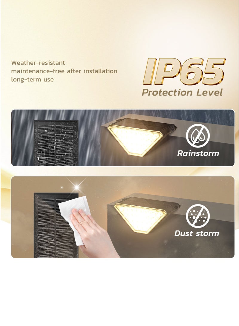 MODI Solar Stair Lights Outdoor, IP67 Waterproof Step Lights, Warm White Solar Powered, Triangle LED for Outdoor Steps, Front Door, Pathway, Patio, Yard, Garden, Porch, Auto On/Off, 2 Pack - Image 4