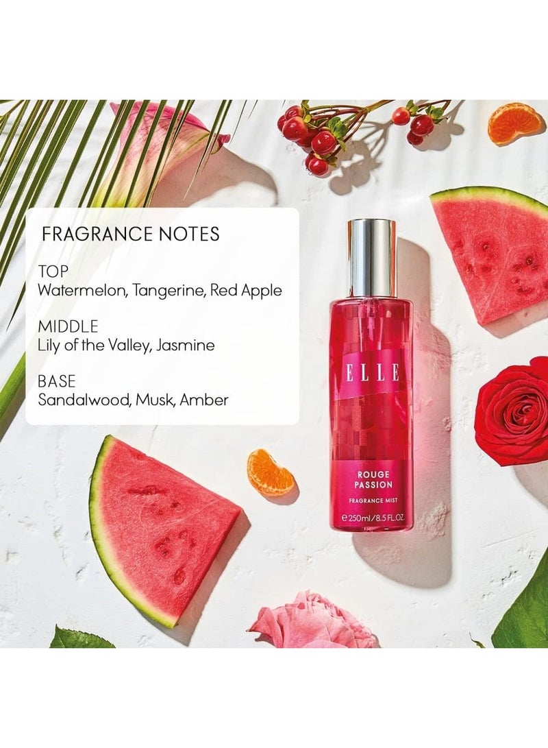 ELLE Rouge Passion Fragrance Mist 250Ml - Image 3
