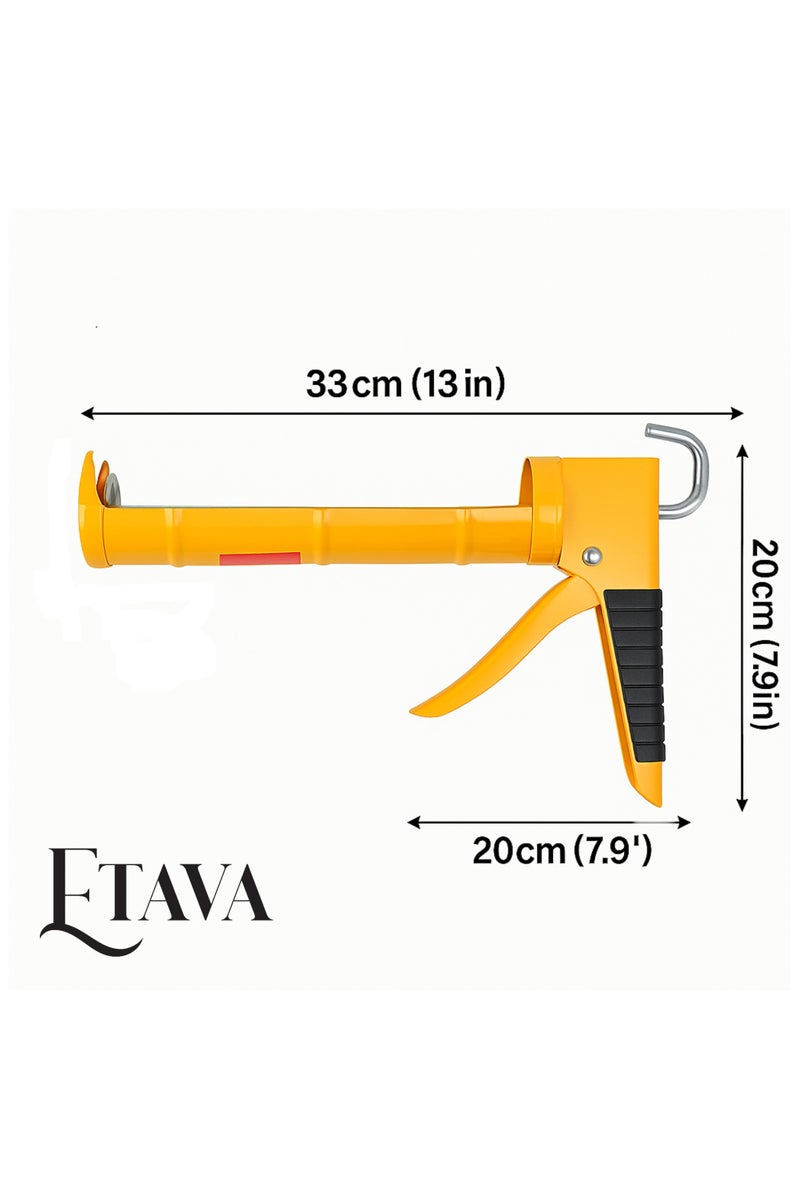 إيتافا مسدس سيليكون يدوي قوي التحمل | أداة تطبيق السد للمشاريع الإنشائية والحمامات وتبليط الأرضيات | مسدس غراء ببرميل فولاذي ومقبض مريح - Image 3