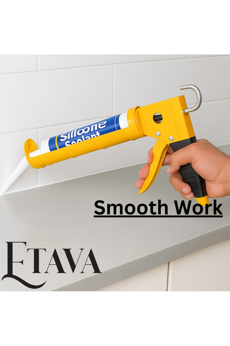 إيتافا مسدس سيليكون يدوي قوي التحمل | أداة تطبيق السد للمشاريع الإنشائية والحمامات وتبليط الأرضيات | مسدس غراء ببرميل فولاذي ومقبض مريح - Image 5