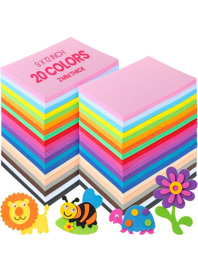 Pangda 100 Pack 20 Colors Eva Craft Foam Sheet Eva Foam Craft Foam Paper For Crafts Foam Sheet For Crafting Handicraft Foam Sheet Craft For Diy Arts School Project Supply (9 X 12 Inch)  - Image 1