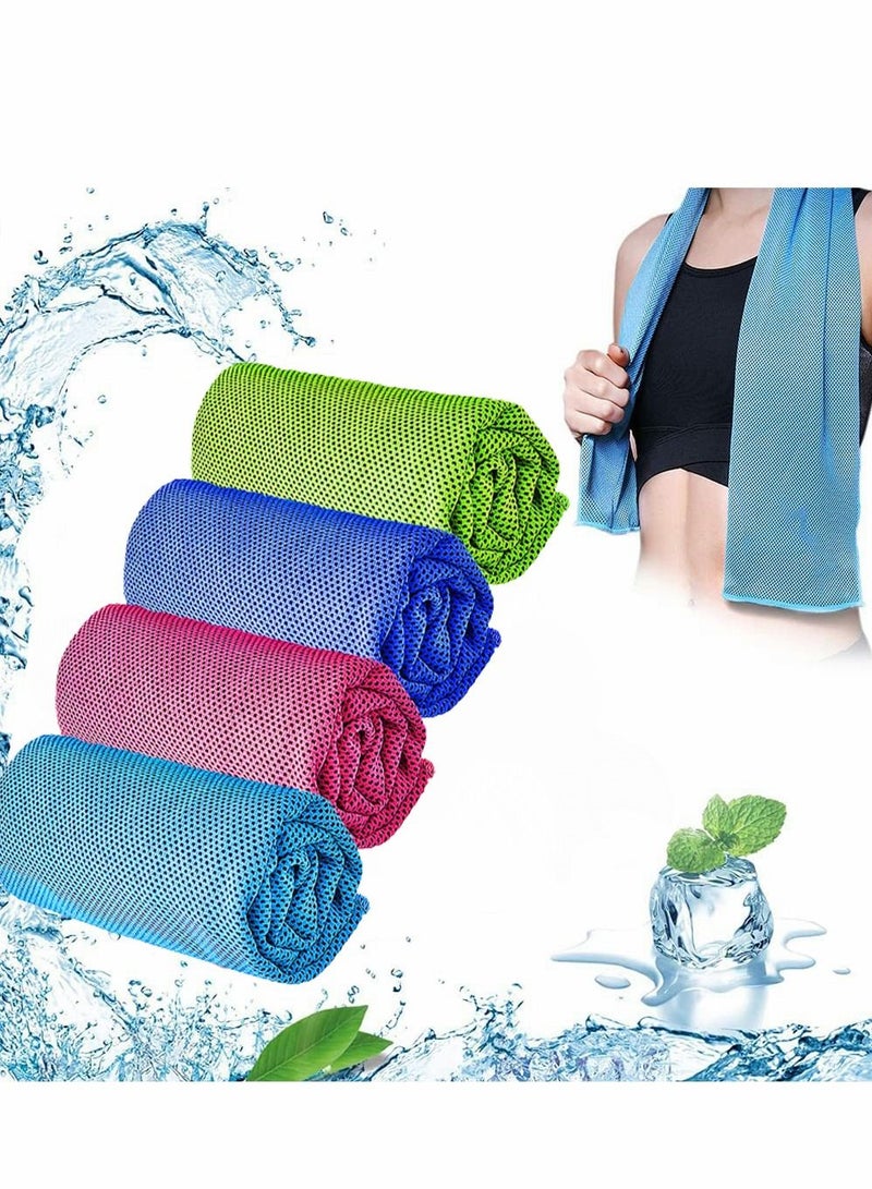 Cooling Towels, 4 Pack Ice Towel, Mesh Cooling Towel, Soft Breathable Chilly Towel, Ice Towel for Neck, Microfiber Towel, for Yoga, Golf, Sport, Running, Gym, Workout, Camping, Fitness, 30 * 80 cm - Image 1