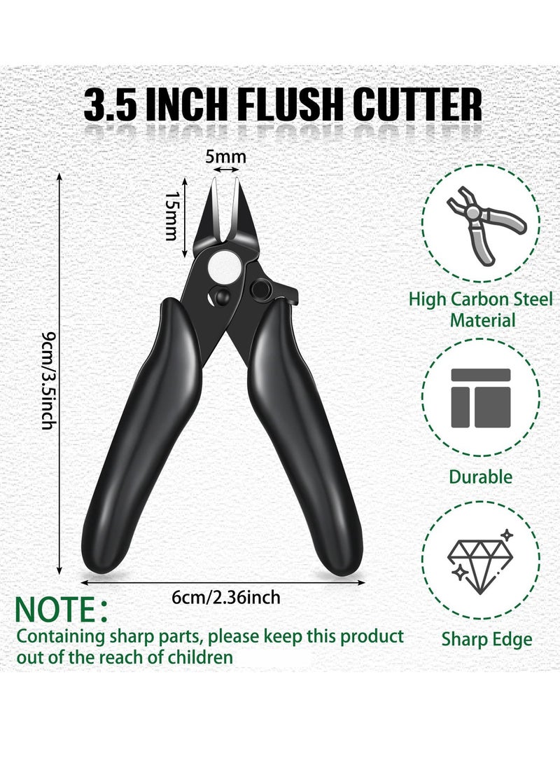 Excefore 3 Pcs 3.5 Inch Micro Cutter With Lock Flush Cutter Mini Wire Cutters Side Cutters Diagonal Cutting Pliers Small Flush Cut Pliers Jewelers Tools Soft Wire Snips Nippers For Electronic, Model, Black  - Image 2