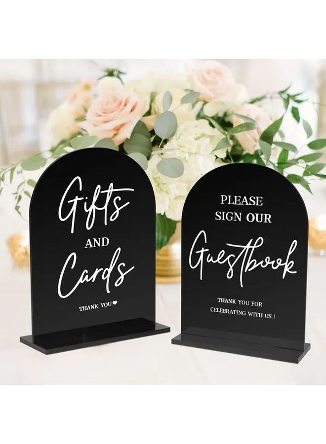 عبوتان من لافتات الزفاف الحديثة الأكريليكية السوداء ثنائية الأبعاد المسطحة - Image 1