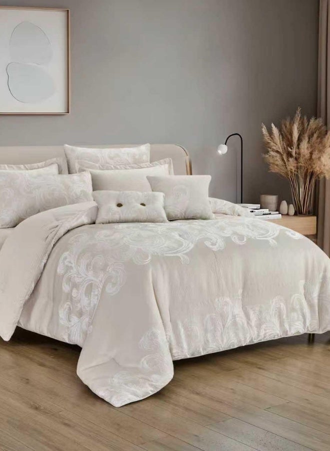 INREST Pure Single Comforter Set 170 × 230 cm – Luxury 5 Pieces Jacquard Embroidered Bedding Set - Image 1