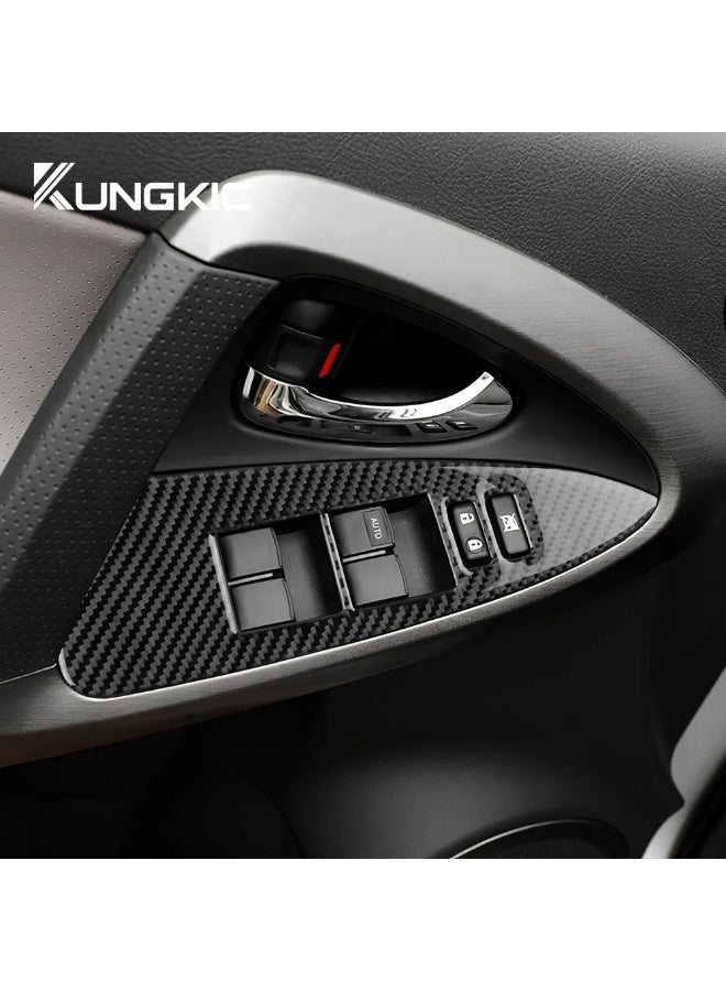 KUNGKIC Car Door Window Panel Real Soft Carbon Fiber Sticker for Toyota RAV4 2006 2007 2008 2009 2010 2011 2012 Interior Trim for RAV 4 - Image 4