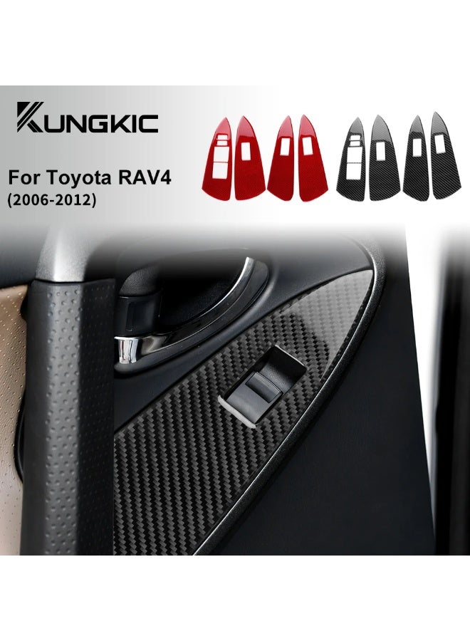 KUNGKIC Car Door Window Panel Real Soft Carbon Fiber Sticker for Toyota RAV4 2006 2007 2008 2009 2010 2011 2012 Interior Trim for RAV 4 - Image 2