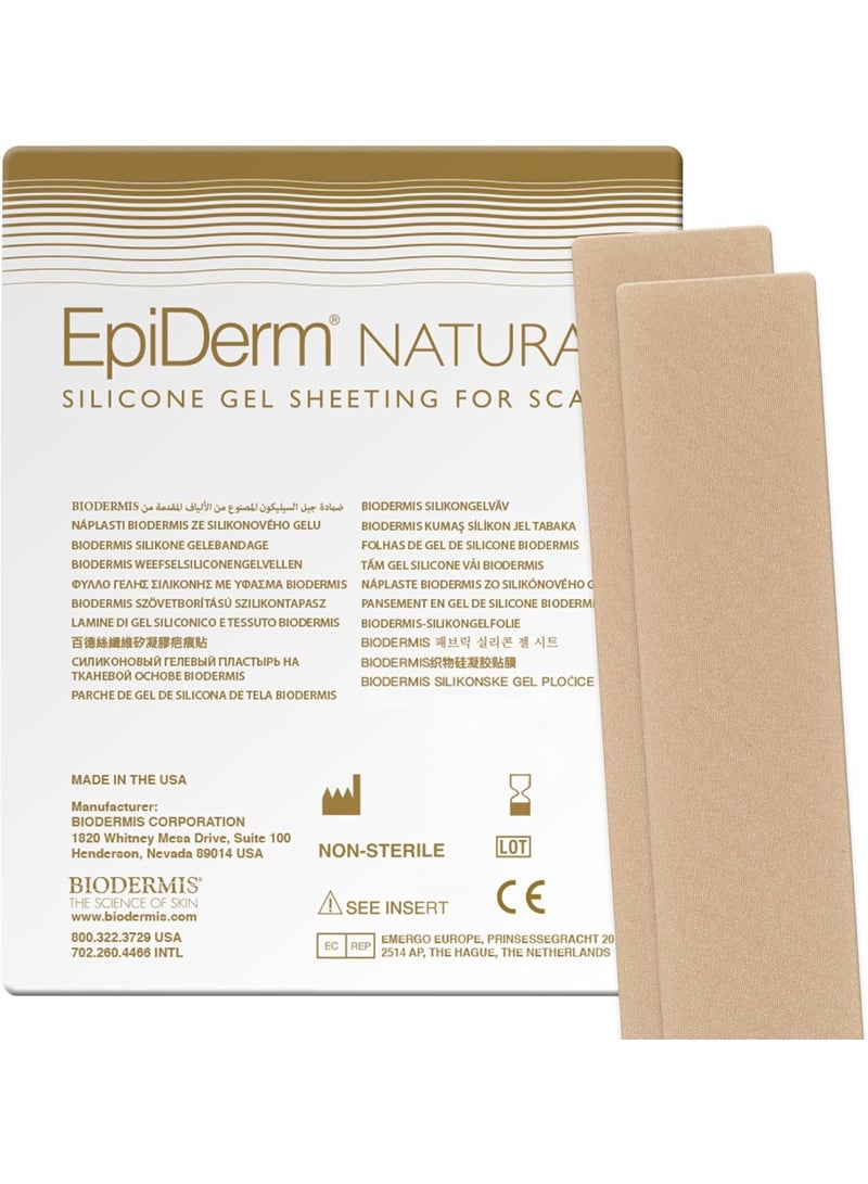PROSIL EpiDerm Long Strips Natural Silicone Scar Sheets – Soft, Flexible & Reusable Scar Sheets - Scar Treatment for Tummy Tuck, C-Section & Surgery Scars - Conforms to Body Contours - 1.4" x 11.5", 1 Pair - Image 1