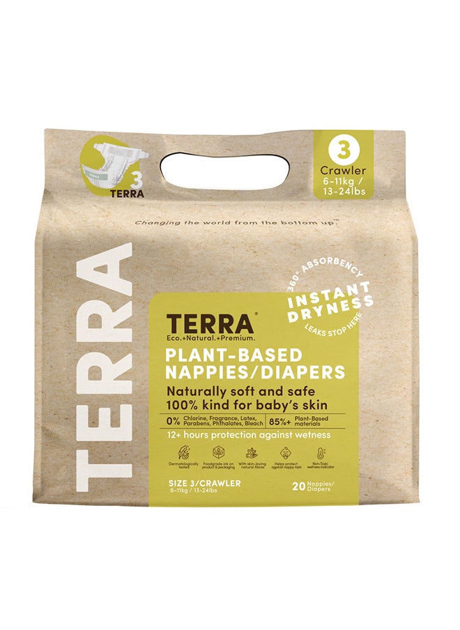 Terra - Crawler Plant-Based Diapers For Babies, 6 - 11 Kg, 6 - 12 Months, 20 Count, Size 3 - Image 1