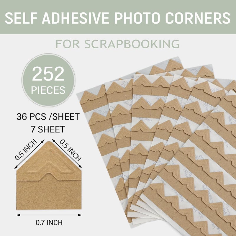 Lineco Kraft Acid-Free 0.5" Archival Photo Corners, Self-Adhesive, Pressure Sensitive, Non-Yellowing, Mount Pictures Without it Touching Tape, Scrapbooking, DIY, Displaying Pictures. (Pack of 252) - Image 2
