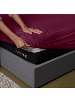 Sleepyhead Sleepyhead Bamboo Feel Terry Waterproof Mattress Protector; (78" X 48" Inches Double Size; Beetroot), Maroon  - Image 1