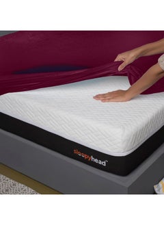 Sleepyhead Sleepyhead Bamboo Feel Terry Waterproof Mattress Protector; (78" X 48" Inches Double Size; Beetroot), Maroon  - Image 3