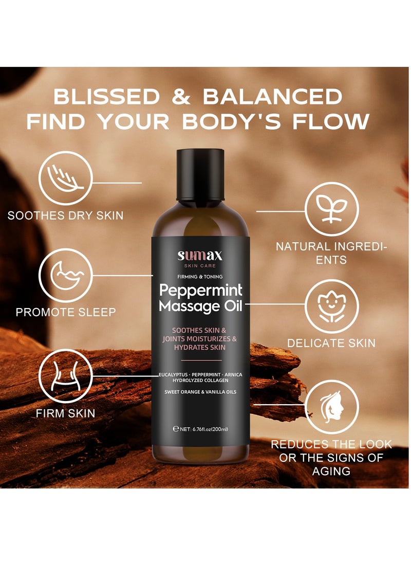 سوماكس زيت التدليك بالنعناع يهدئ مفاصل الجلد ويرطب البشرة 200 مل - Image 2