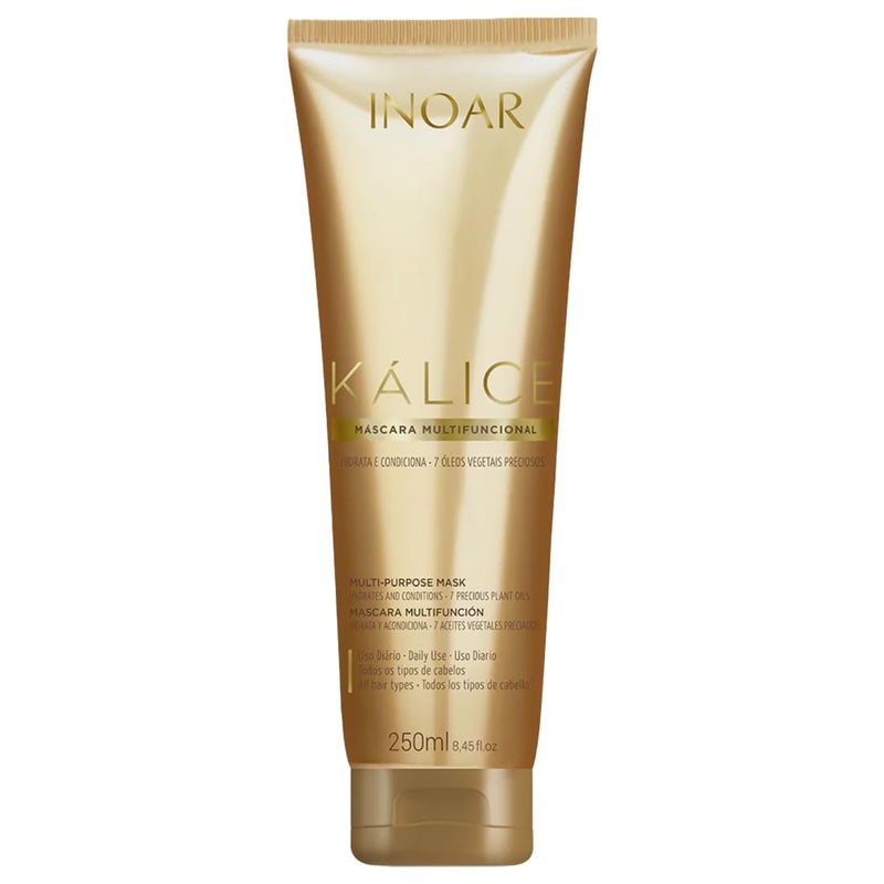 INOAR – Kalice Mask, Moisturizing Hair Mask, 7 Essential Oils, Vitamin E, Argan Oil, Moisturizing, Nourishing, Vegan Hair Product, Cruelty Free Haircare for Men and Women (8.4 oz.)
